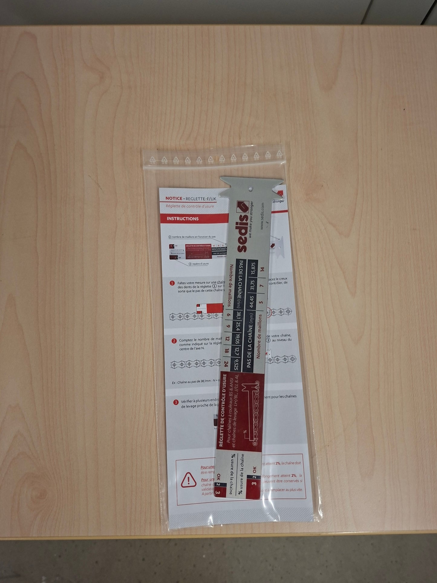 reglette de controle de chaine SEDIS / SEDIS Kettenkontrolllineal